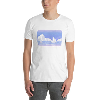 T-shirt vegan con stampa orso polare e scritta "Stop Climate Change"